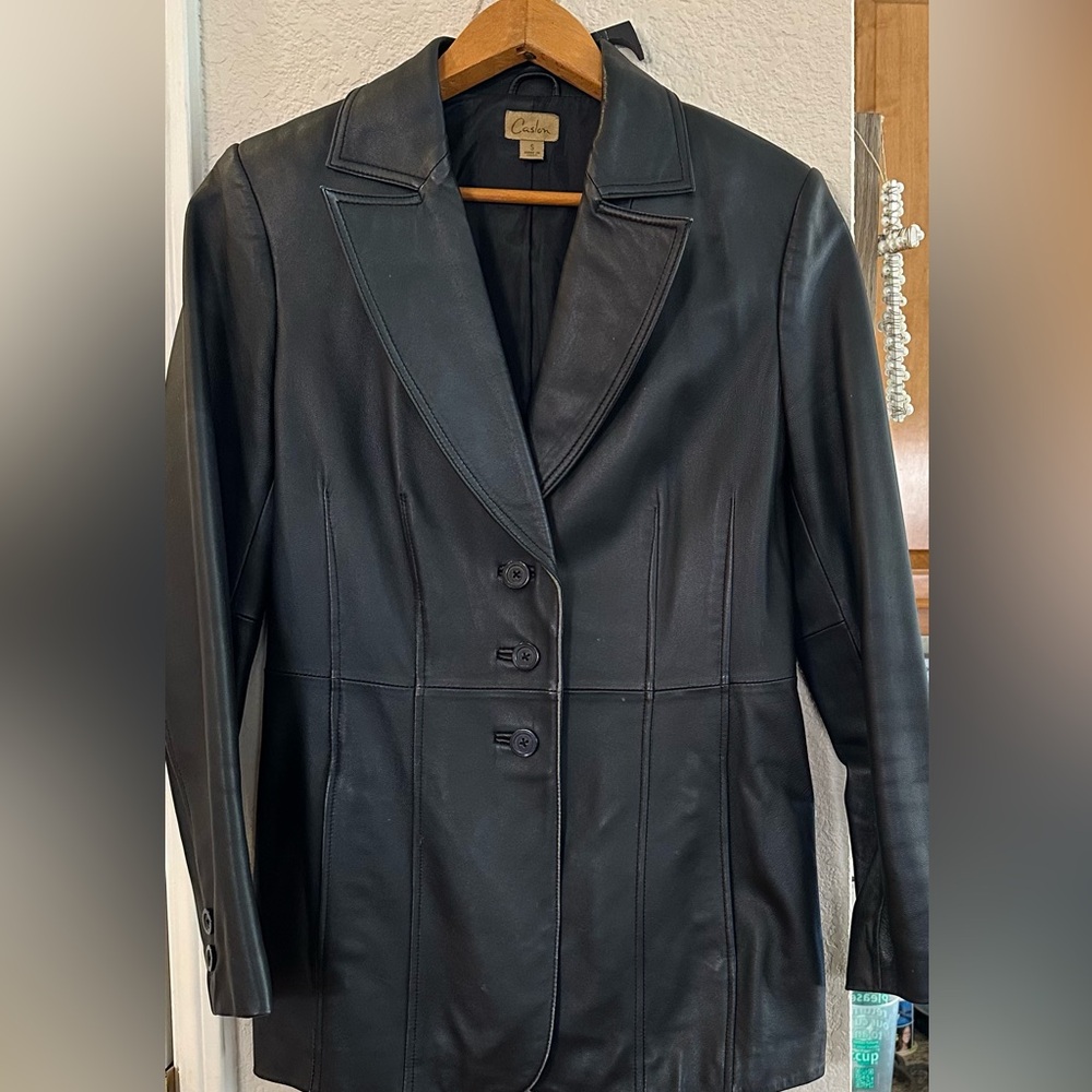 Caslon Lamb Skin Women's black car coat. Size S, gently worn and fully lined.